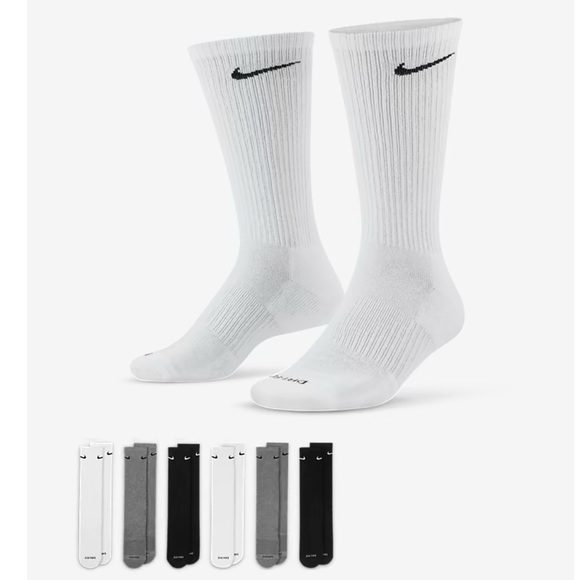 NIKE 
Training Crew Socks (6 Pairs)
Nike Everyday Cushioned

NWT - Picture 1 of 16
